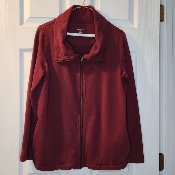 Lands' End Tops - Lands'End Small Maroon Women's Full Zip Up Sweatshirt with Pockets